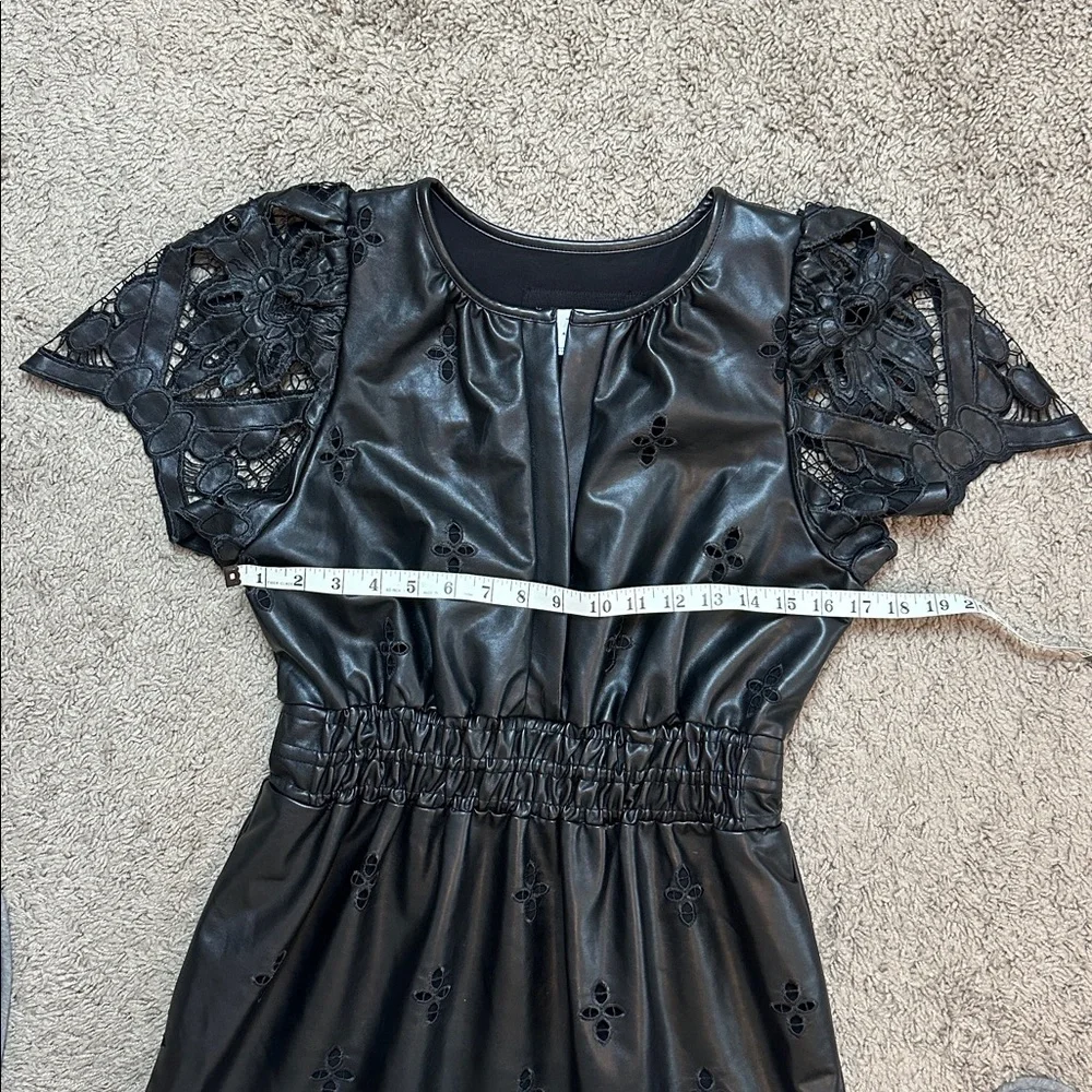 ANTHROPOLOGIE Women’s The Somerset Maxi Dress Faux Leather Embroidered Edition M - Picture 15 of 15